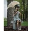 17.25" Girl On Bench With Umbrella And Bird Garden Statue -Artisan Décor Shop 11127