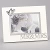 Mr And Mrs Frame With Silver Double Hearts Holds 4x6 Photo