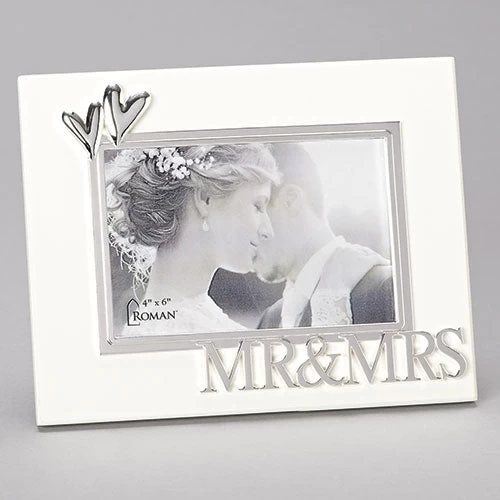 Mr And Mrs Frame With Silver Double Hearts Holds 4x6 Photo 3 Mr And Mrs Frame With Silver Double Hearts Holds 4x6 Photo