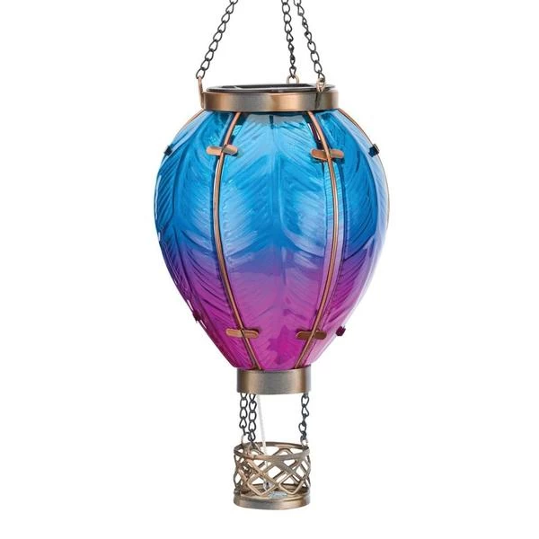 Hot Air Balloon Solar Lantern Blue Small 15" 3 Hot Air Balloon Solar Lantern Blue Small 15"