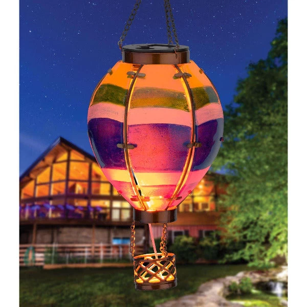 Hot Air Balloon Solar Lantern Stripe Small 15" 4 Hot Air Balloon Solar Lantern Stripe Small 15" - Image 2