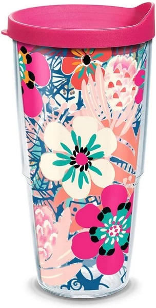 Bright Wild Blooms Fuschia Pink Lid 24 Oz Tervis Tumbler 3 Bright Wild Blooms Fuschia Pink Lid 24 Oz Tervis Tumbler