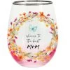 Meadows Of Joy Butterfly Floral 20 Oz. Stemless Wine Glass Cheers To The Best Mom