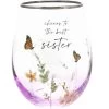 Meadows Of Joy Butterfly Floral 20 Oz. Stemless Wine Glass Cheers To The Best Sister -Artisan Décor Shop 13229 44154f8b 8692 4064 a44d d9cf31fa46ae