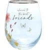 Meadows Of Joy Butterfly Floral 20 Oz. Stemless Wine Glass Cheers To The Best Friends 1 Meadows Of Joy Butterfly Floral 20 Oz. Stemless Wine Glass Cheers To The Best Friends -Artisan Décor Shop 13230
