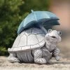 7" Turtle With Umbrella Pudgy Pal Garden Statue -Artisan Décor Shop 18999