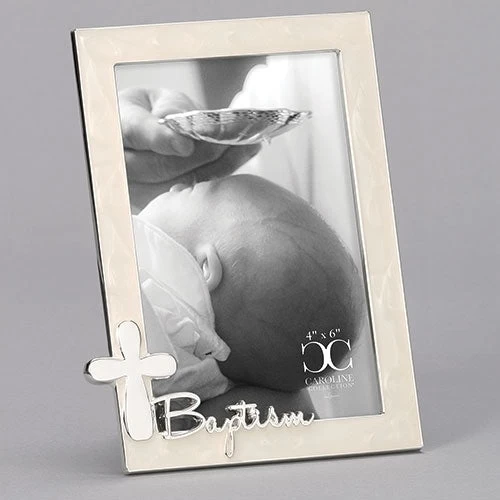 Baptism Frame With Silver Cross Holds 4x6 Photo 3 Baptism Frame With Silver Cross Holds 4x6 Photo