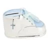 Baby Boy's Blue Shoe Bank With Jeweled Cross And Ribbon Laces -Artisan Décor Shop 19749