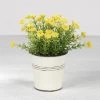 Yellow Flowers In White Metal Pot -Artisan Décor Shop 201 70168