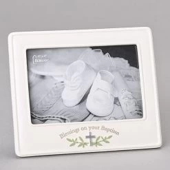 Blessings On Your Baptism Resin Picture Frame Holds 4"x6" Photo