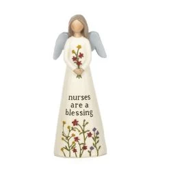 Nurses Are A Blessing Angel Figurine Holding Flower