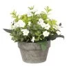 White Flowers & Greenery In Gray Pot -Artisan Décor Shop 241 70392