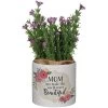 Mom You Make The World More Beautiful Planter With Artificial Pink Floral -Artisan Décor Shop 24197 l