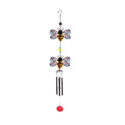 Tiered Bumble Bee Garden Wind Chime With Stainless Glass Finish