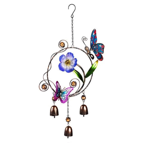 Butterfly Bell Windchime With Purple Florals 3 Butterfly Bell Windchime With Purple Florals