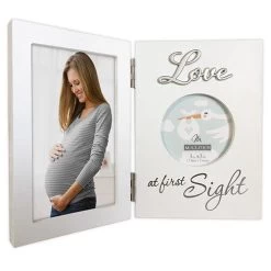 Malden Love At First Sight Sonogram 4"x6" And 3"x3" Hinged Double Photo Frame