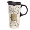 Bee Happy Hive Ceramic 17 Oz. Travel Cup With Matching Gift Box -Artisan Décor Shop 3CTC5851B