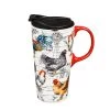 Rooster Collage Ceramic 17 Oz. Travel Cup With Matching Gift Box -Artisan Décor Shop 3ctc017947