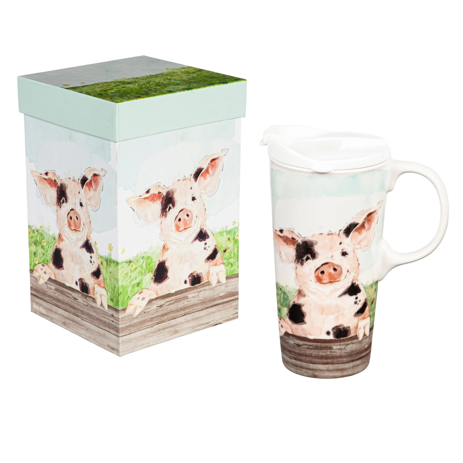 Spotted Pig Ceramic Travel Cup, 17oz., With Gift Box 3 Spotted Pig Ceramic Travel Cup, 17oz., With Gift Box