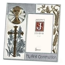 First Communion Silver And Gold Frame By Joseph's Studio Holds 4x6 Photo