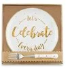Dessert Plate And Fork Set Let's Celebrate Everyday -Artisan Décor Shop 4595001C