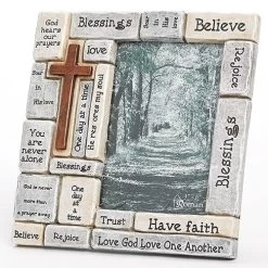 Cross Frame With Words Of Encouragement And Prayers Holds 4x6 Photo
