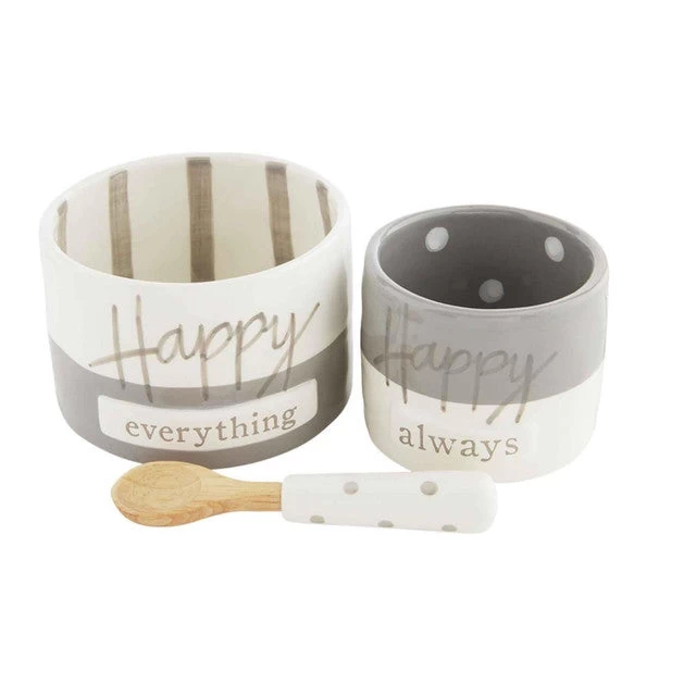 Happy Everything And Happy Always Nested Dip Cups And Spoon Set 3 Happy Everything And Happy Always Nested Dip Cups And Spoon Set