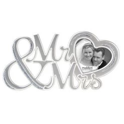 Malden Wedding Mr. & Mrs. Signature With Heart Silver 3"x3" Photo Frame