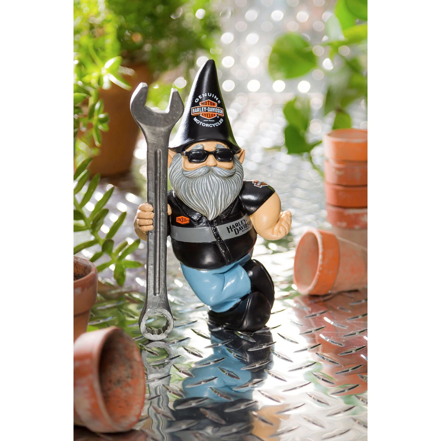 Harley-Davidson Boy Gnome Mechanic Garden Statue 4 Harley-Davidson Boy Gnome Mechanic Garden Statue - Image 2