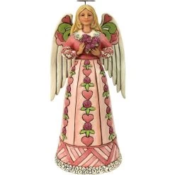 Jim Shore Heartwood Creek Angel W/Heart Cancer Awareness Figurine