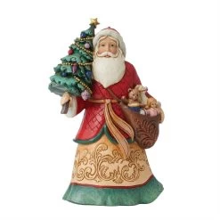 Jim Shore Heartwood Creek Santa With Tree And Toybag