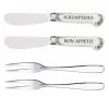 Set Of 4 5" Cheese Spreaders & Forks "Scrumptious, Bon Appetit" 1 Set Of 4 5" Cheese Spreaders & Forks "Scrumptious, Bon Appetit" -Artisan Décor Shop 71713 CB