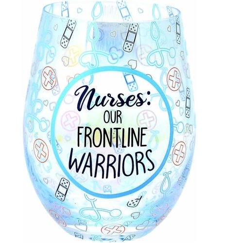 Nurses Our Frontline Warriors 18 Oz. Stemless Wine Glass 3 Nurses Our Frontline Warriors 18 Oz. Stemless Wine Glass