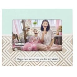 Malden Happiness Is Having You For My Aunt Laser Cut 4"x6" Photo Frame, Mint Beige