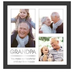 Grandpa Make Our Hearts Full And Our Lives Happy Collage Frame Holds 3 Photos