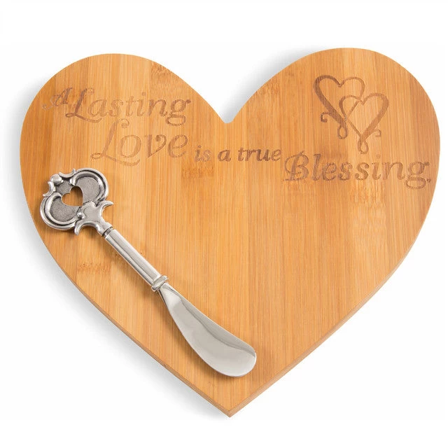 Lasting Love Is A True Blessing Heart Bamboo Cheese Board With Spreader 3 Lasting Love Is A True Blessing Heart Bamboo Cheese Board With Spreader