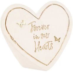Forever In Our Hearts Sympathy Memorial Stone Heart-Shaped With Golden Butterflies