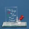My Wife My Love My Best Friend With Red Rose Glass Figurine -Artisan Décor Shop EM3 434 2