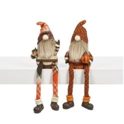 Fall Autumn Harvest Gnome Shelf Sitter With Dangle Leg Figurine