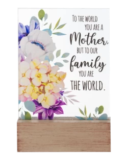 To The World You Are A Mother, But To Our Family You Are The World Glass Block
