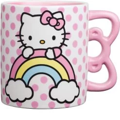 Hello Kitty Rainbow Pink Dots 20 Oz Mug With Sculpted Handle