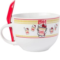 24 Oz. Hello Kitty Cup Noodles Ramen Soup Mug Red Spoon