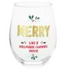 Merry Like Hallmark Channel Stemless Wine Glass, 17 Oz. -Artisan Décor Shop Merry Like Hallmark Channel Stemless Wine Glass 1HKC2053 01