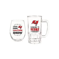 NFL® Tampa Bay Buccaneers Stemless 17 Oz. Wine Glass & 16 Oz. Beer Mug Set