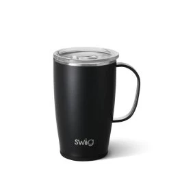 SWIG Matte Black Travel Mug 18 Oz. Stainless Steel And Insulated