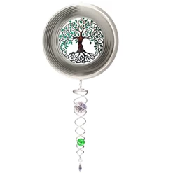 Tree Of Life Mini 6.5" Wind Spinner And 7.5" Crystal Twister Set